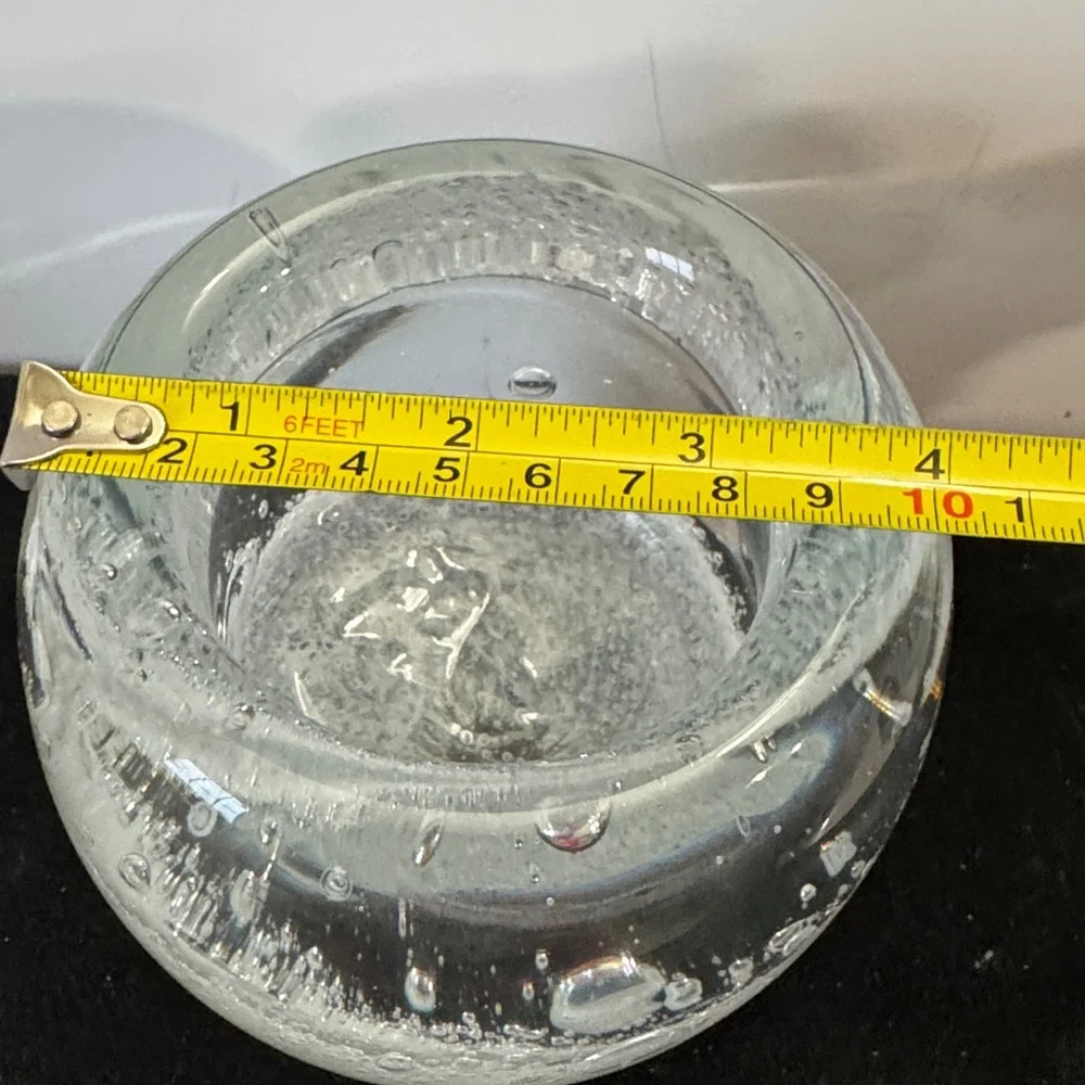 Vintage Sommerso style art glass votive candle holder (heavy)